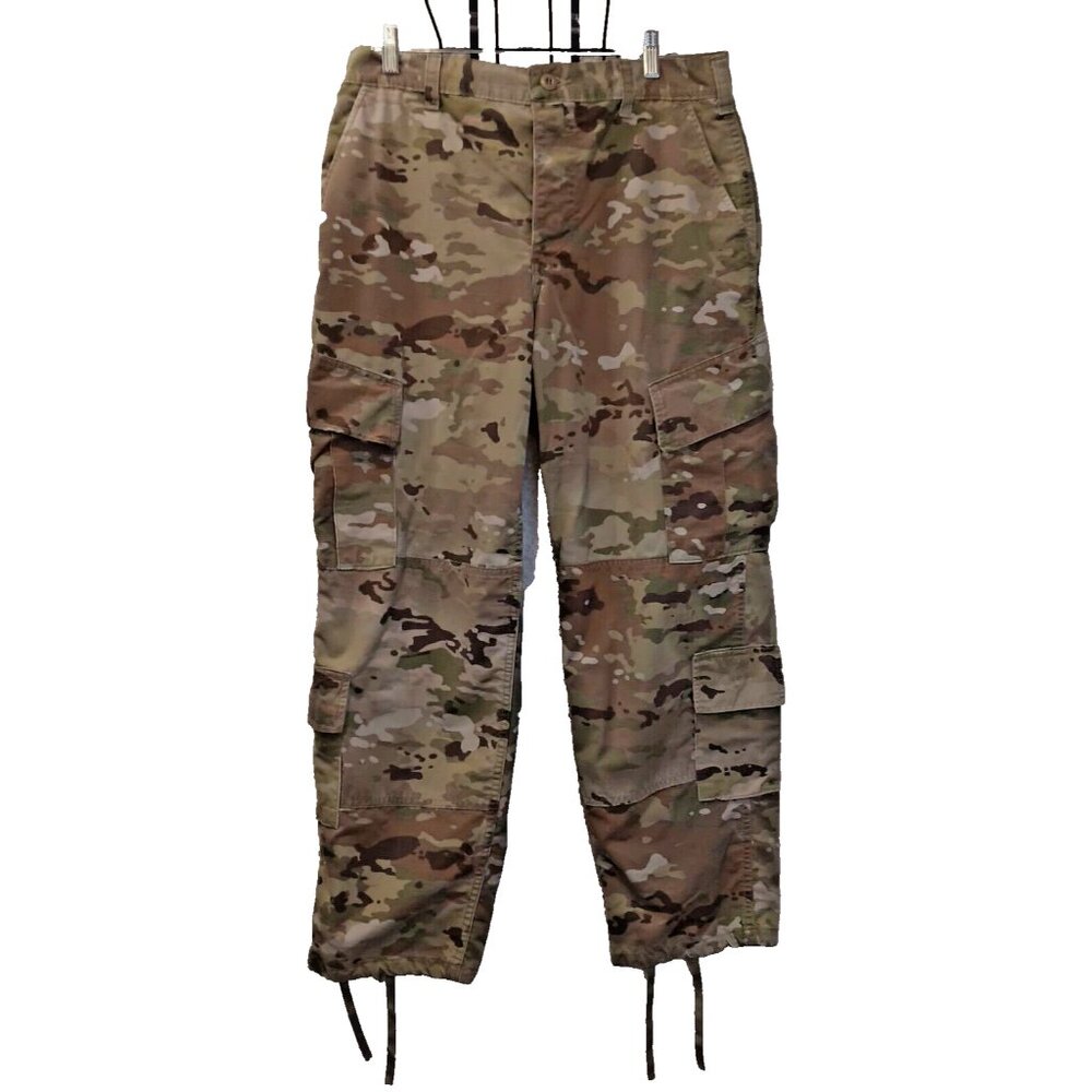 Army Camo Button Fly Cargo Pants Mens Medium Short 31-35‎ Waist Mosquito Shield